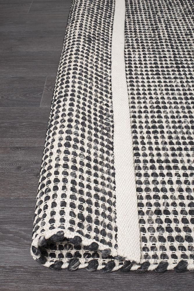 Rug Culture Carlos Felted Wool Flooring Rugs Area Carpet Black Natural