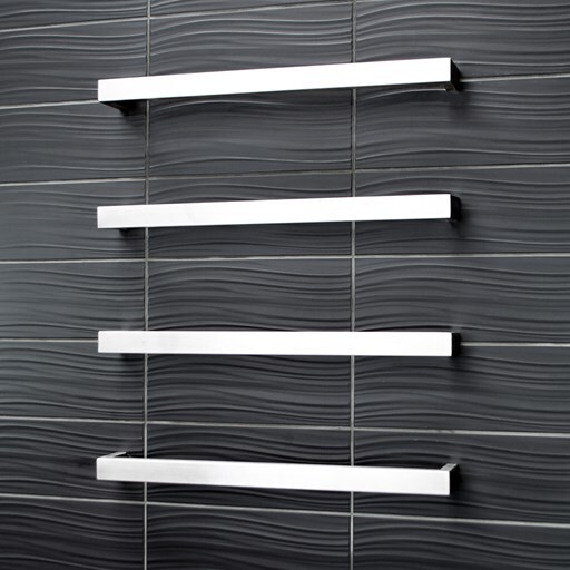 Radiant Heated Towel Rail Single Square Bar 800mm x 40mm Low Voltage