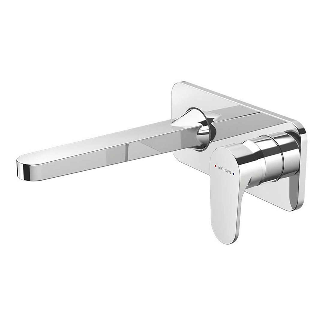 Methven Glide Plate Wall Mount Basin Mixer with 200mm Spout Bathroom Tap Chrome 03-9814M