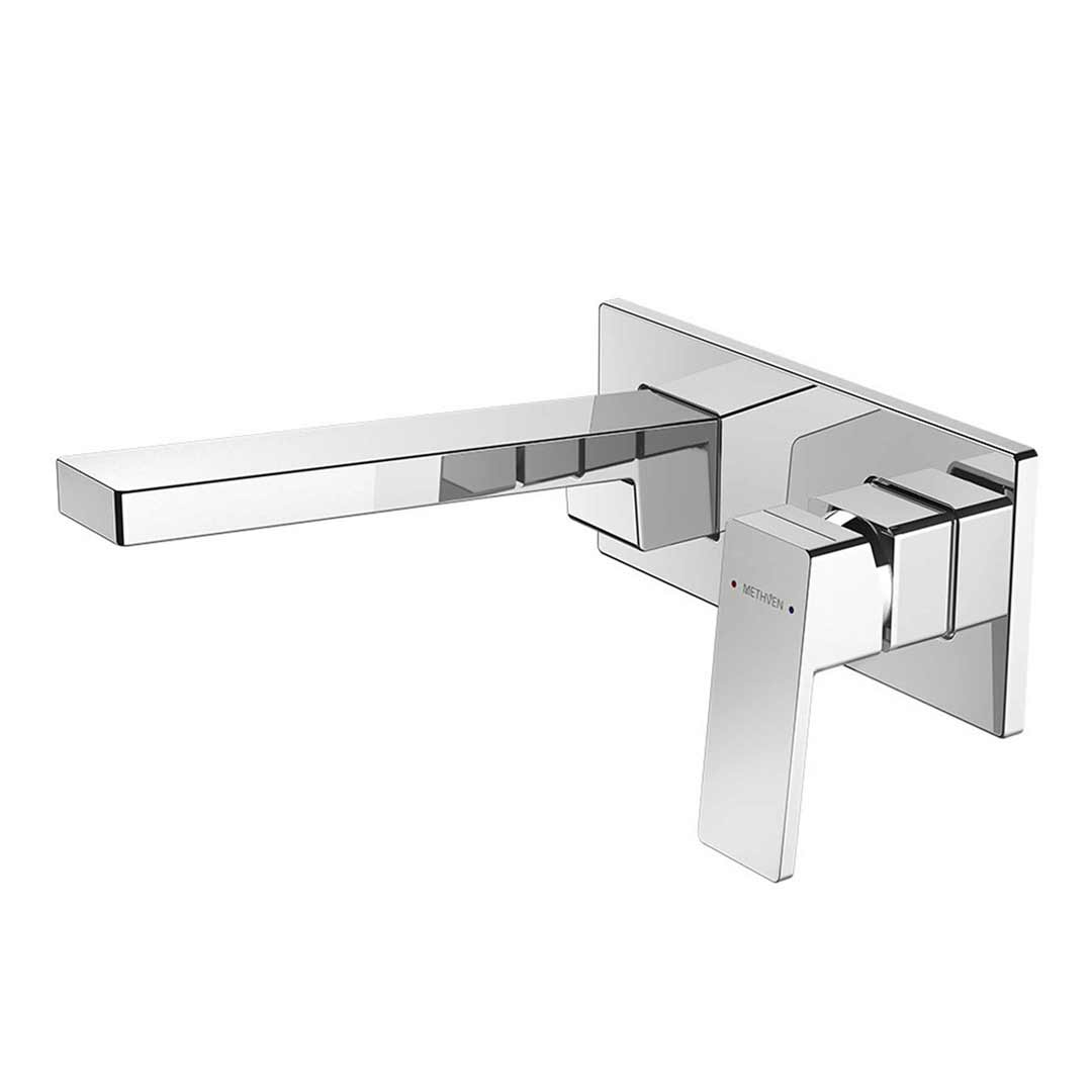 Methven Blaze Plate Mount Basin Mixer with 200mm Spout Wall Chrome Bathroom Tap 03-9494M