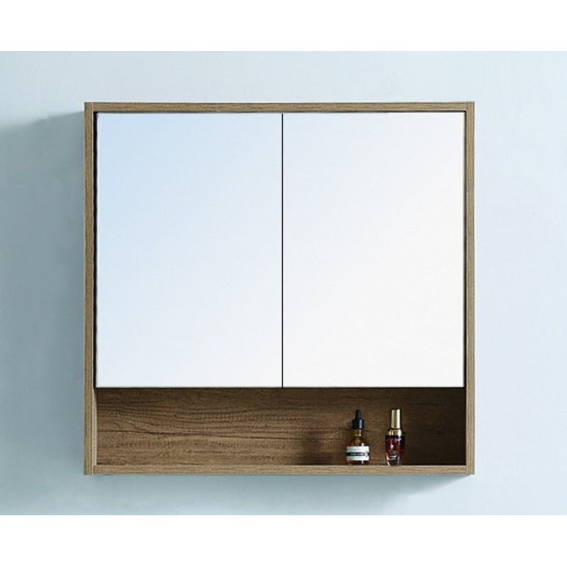 Ostar Shaving Mirror Cabinet Wall Hung Dark Walnut Frame 600mm x 750mm ST600-HW