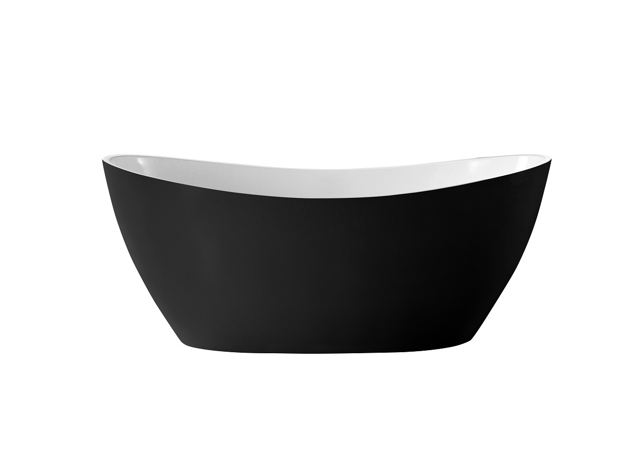 ECT Global Freestanding Bath Tub Acrylic 1700mm Gloss White Matte Black Curo BT 281BK