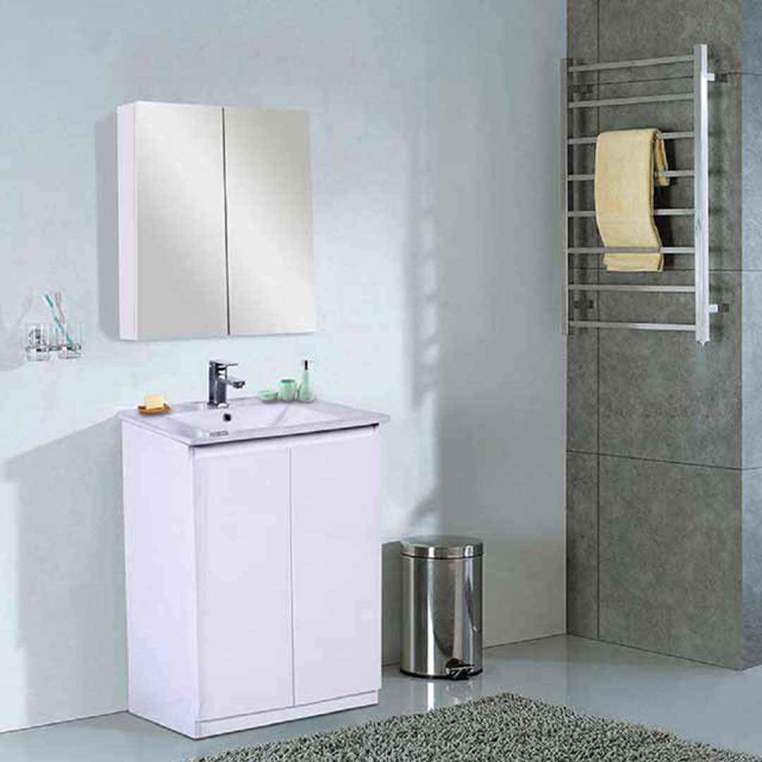Best BM Bathroom Vanity Cabinet 600mm 2 Doors Gloss White Freestanding BVN-600