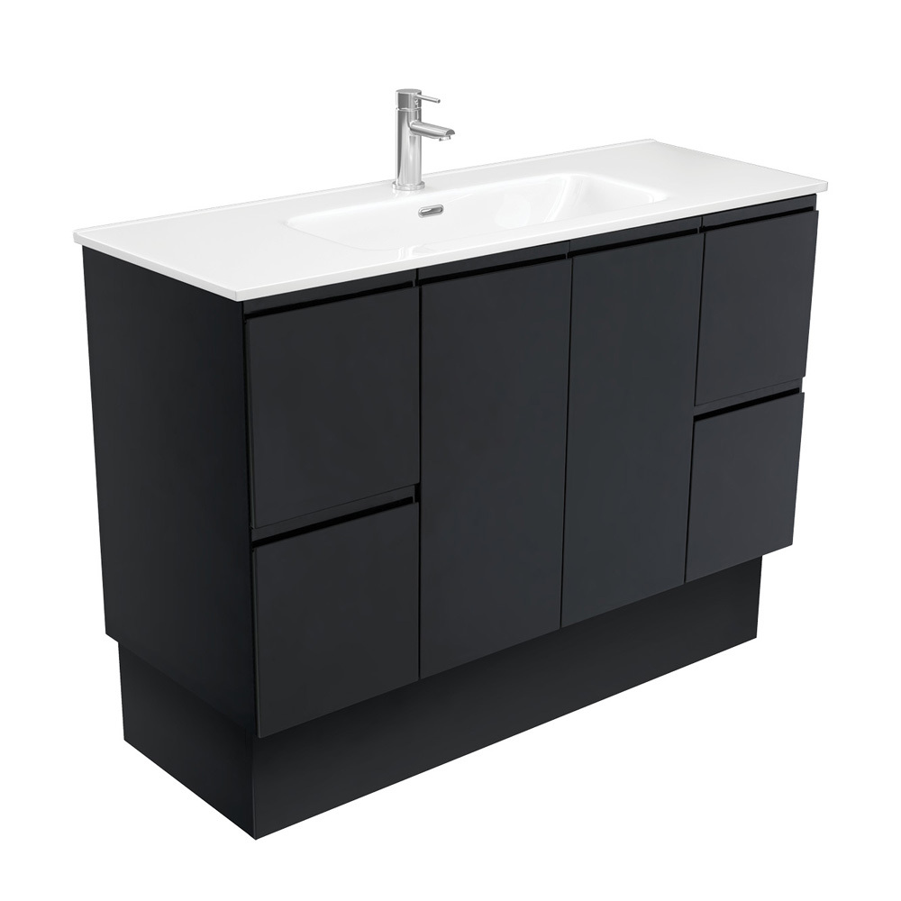 Fienza Jolie Fingerpull 1200 Bathroom Vanity on Kickboard Satin Black JOL120ZBK