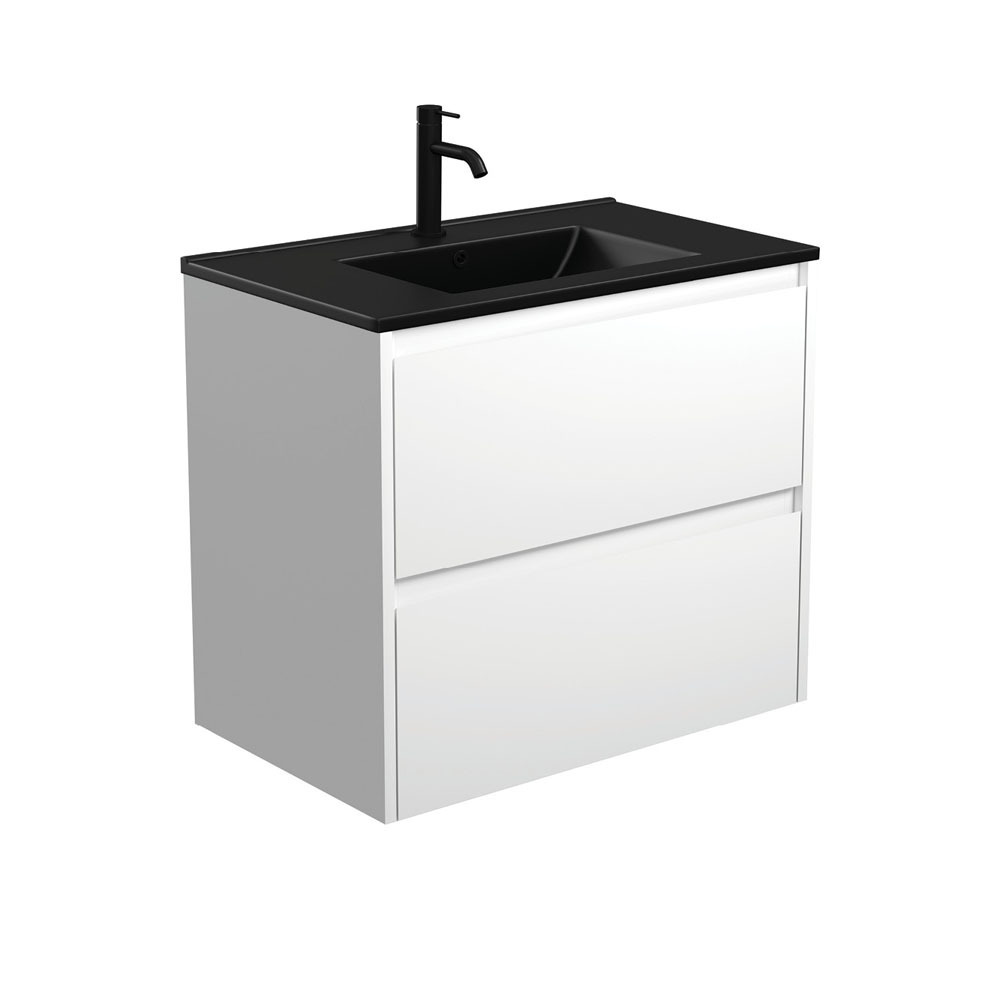 Fienza Dolce Amato 750 Wall Hung Vanity Satin White TCLB75BW
