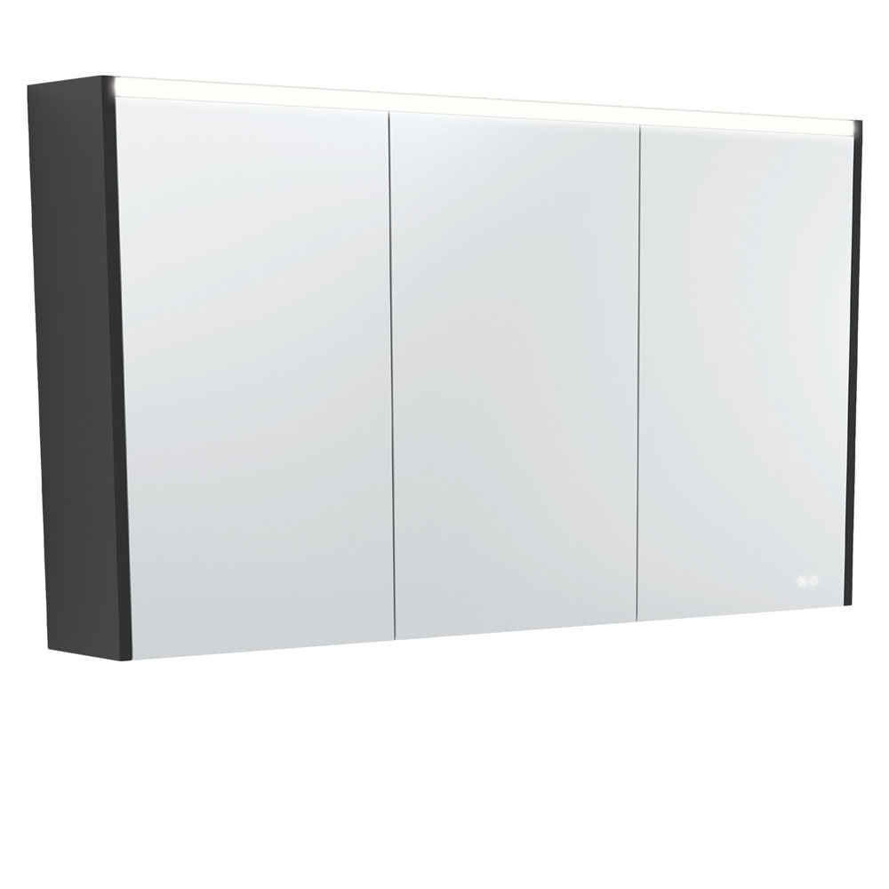 Fienza 1200 LED Mirror Cabinet with Satin Black Side Panels PSC1200B-LED