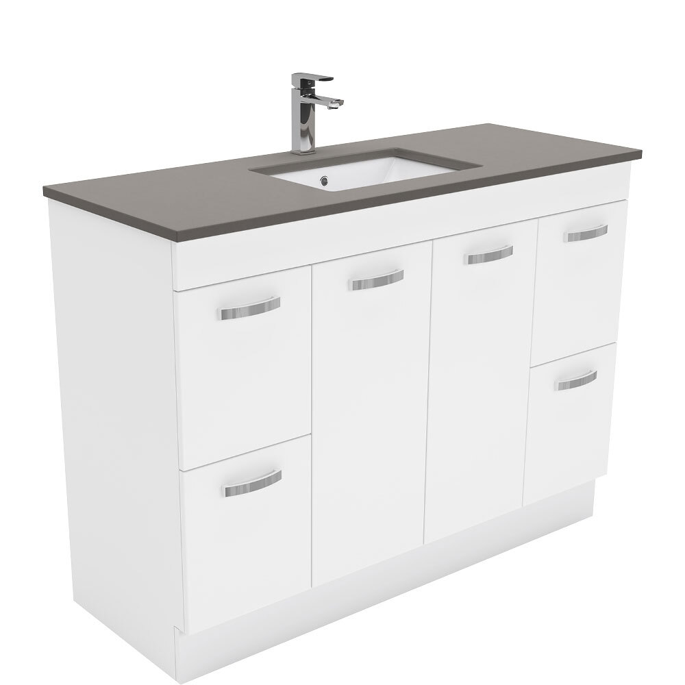 Fienza Sarah Dove Grey Undermount UniCab 1200 Vanity on Kickboard Gloss
