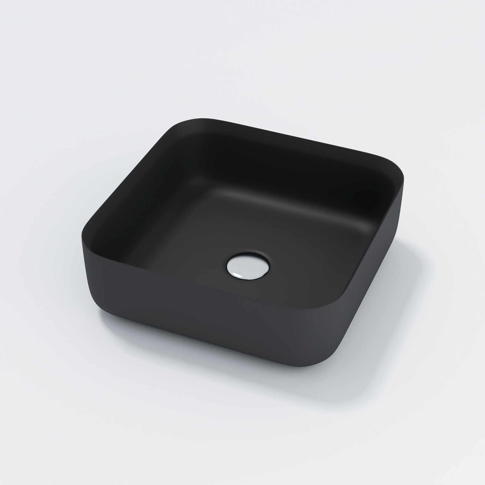 SI Aust Above Counter Basin Solid Surface Square 360mm Matt Black Bliss SI-M18B