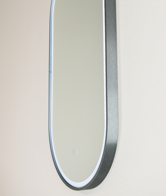 Remer LED Bathroom Mirror with Demister Gatsby Gun Metal Frame 900mm x 4500mm G4590D-GM