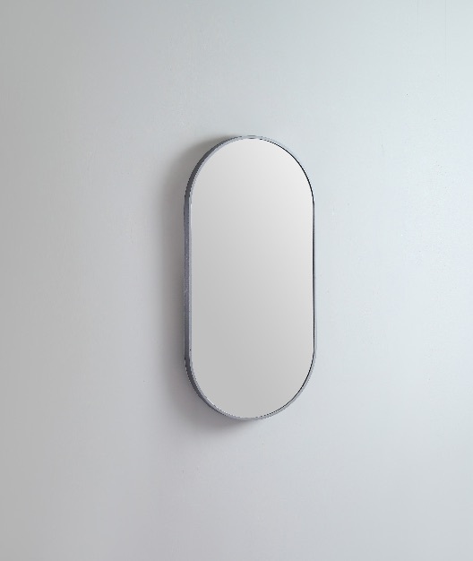 Remer Modern Oblong Bathroom Mirror Brushed Nickel 910mm x 460mm MO4691-BN