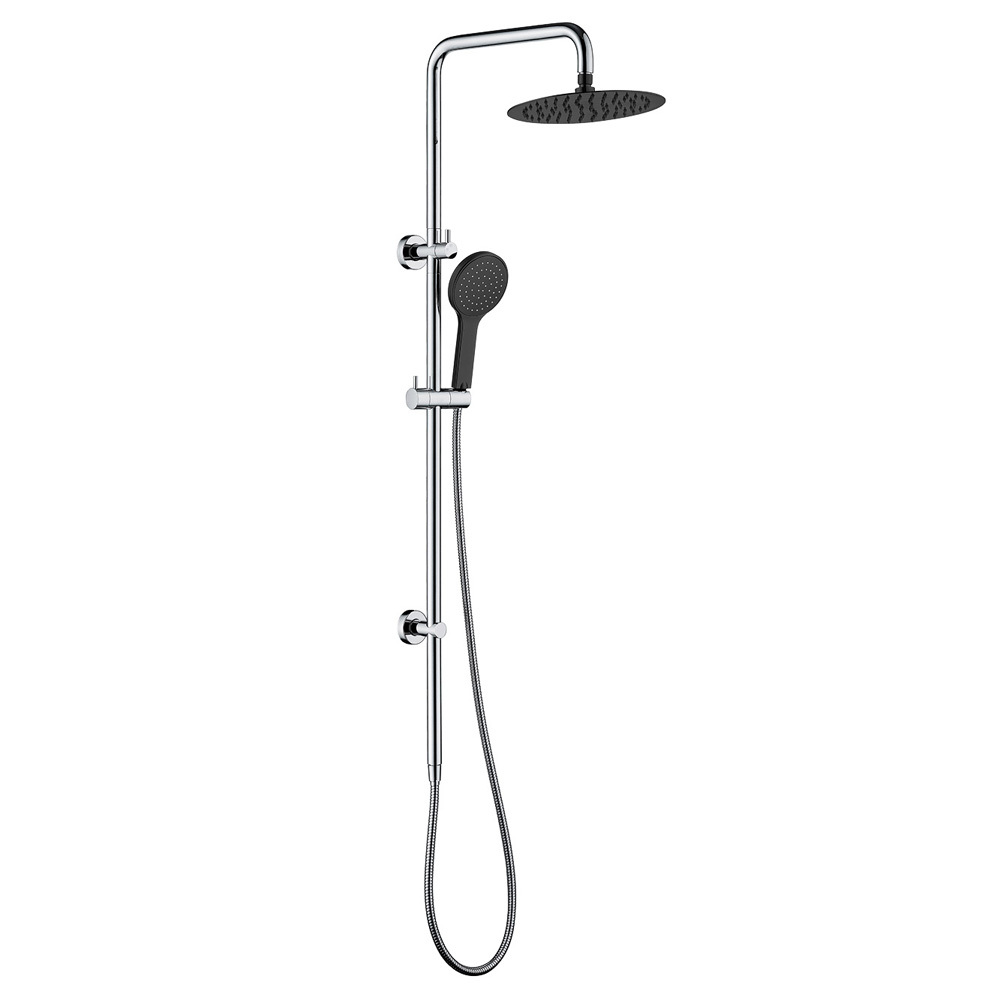 Fienza Twin Shower Outlets Overhead & Handheld Chrome with Matte Black