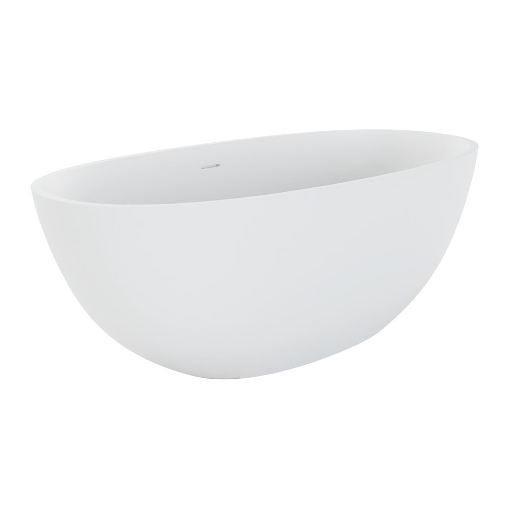Fienza Sasso Freestanding Bathtub Cast Stone Solid Surface Bath Tub 1550mm Matte White ST28-1550