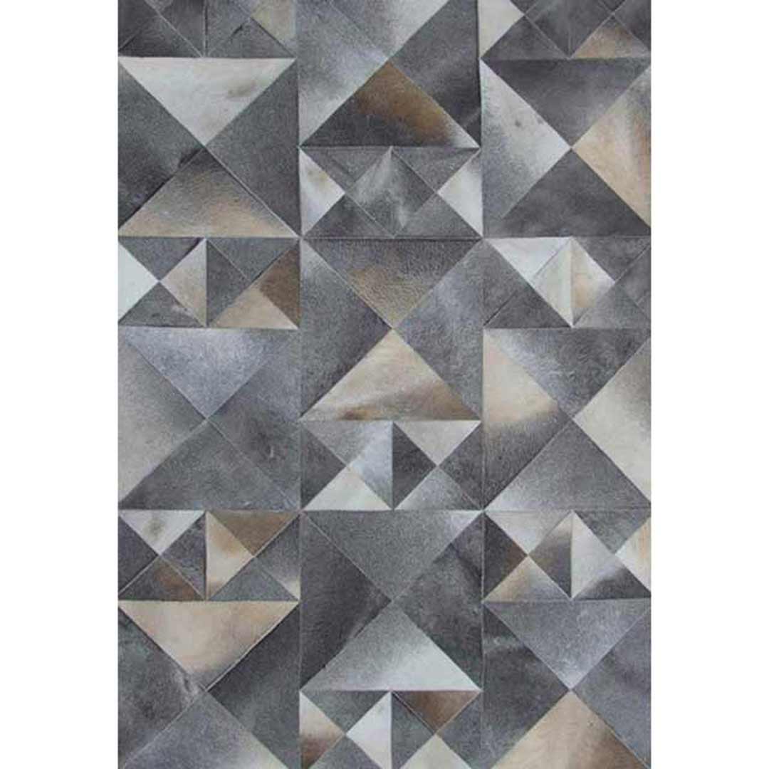 Bayliss Rugs Cowhide Tribeca Grey Geometric Cow Hide Floor Area Rug