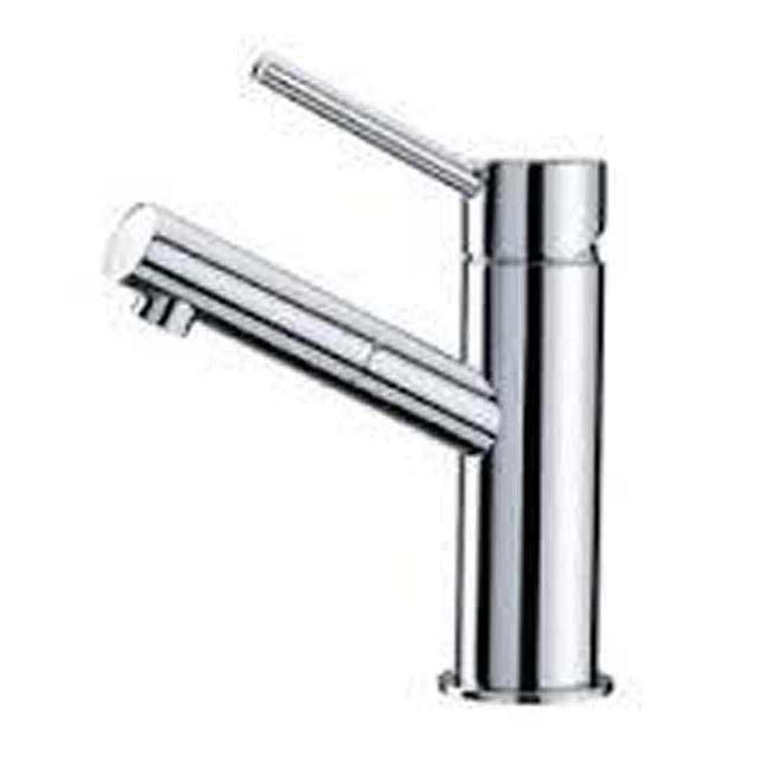 Castano Bathroom Tap Basin Mixer Round Pin Lever Upswept Chrome Milan MIMIRUBAC