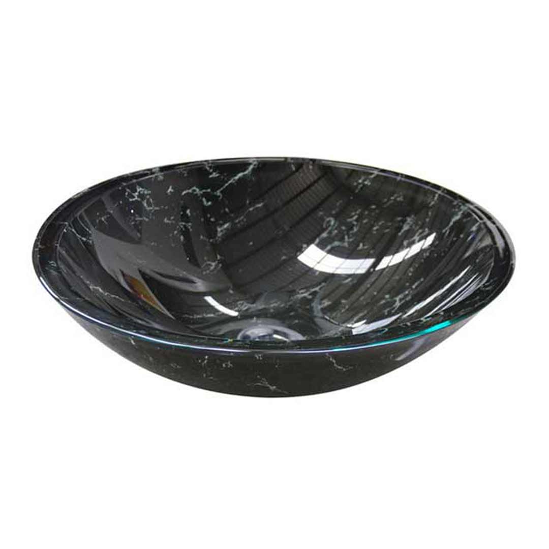 Castano Black Marble Glass Round Above Counter Basin BMRDGB