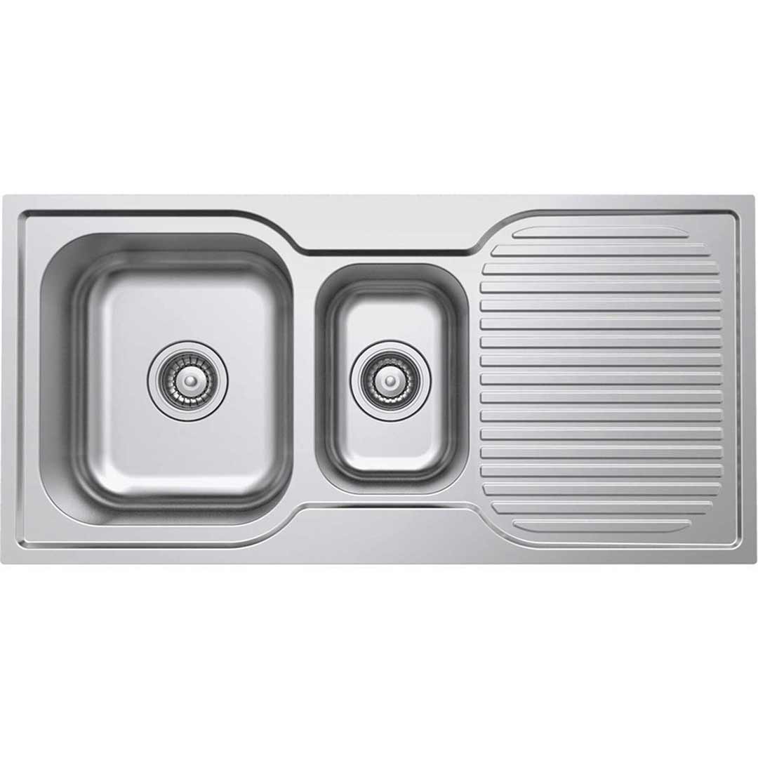 Castano Kitchen Sink 980mm 1 1/2 Double Left Hand Bowl Turin TUSS980LH