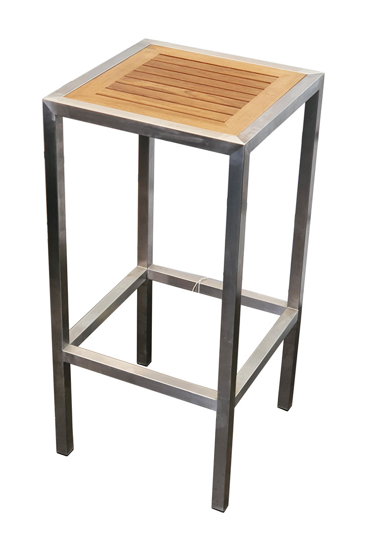 West Stainless Steel Outdoor Bar Stool with Timber Seat 750mm