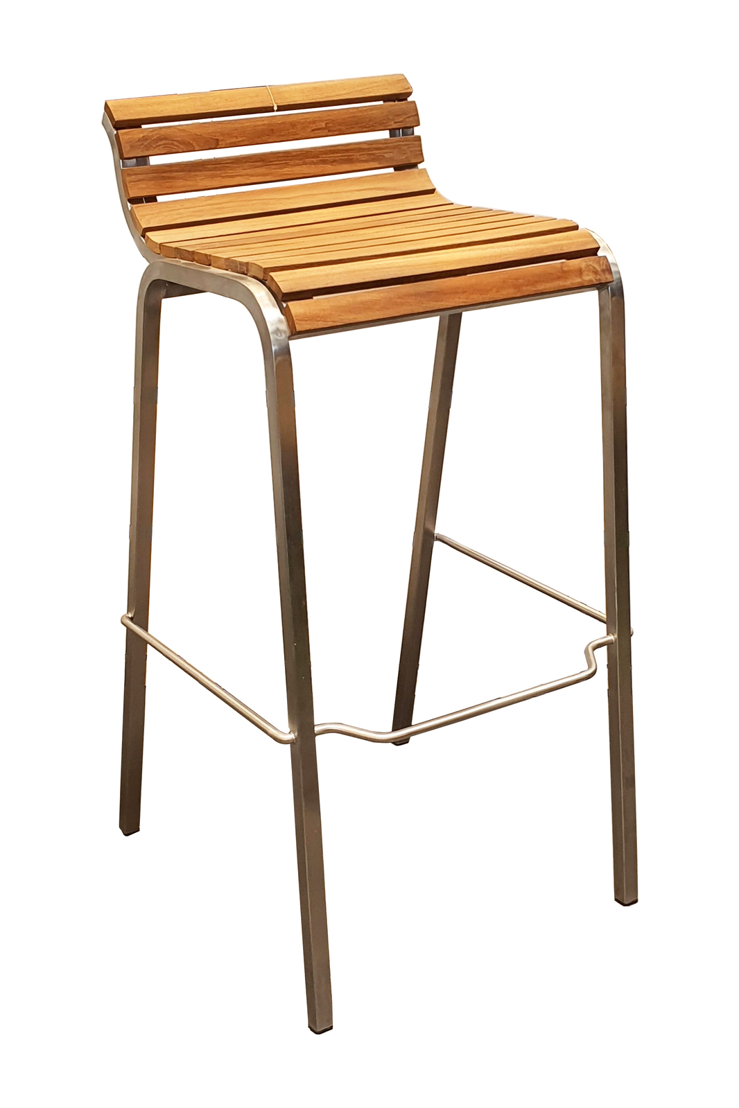 East Stainless Steel Outdoor Bar Stool with Timber Seat 770mm