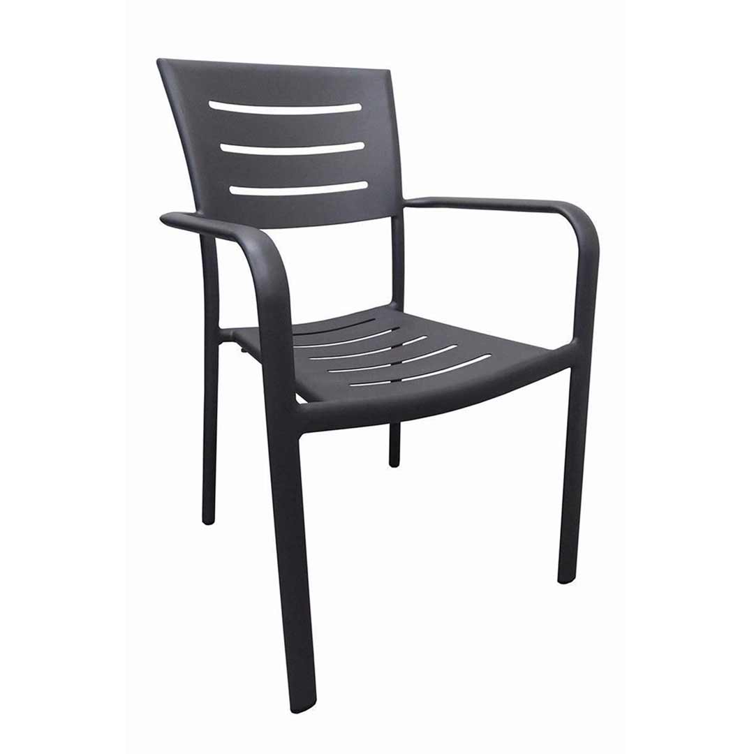 Robert Aluminium Outdoor Chair Cafe Dining Chairs Stackable Charcoal