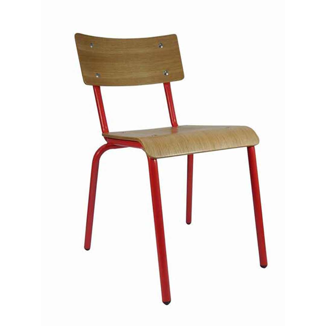 Skinner Cafe Restaurant Chair Retro Dining Chairs Oak / Red