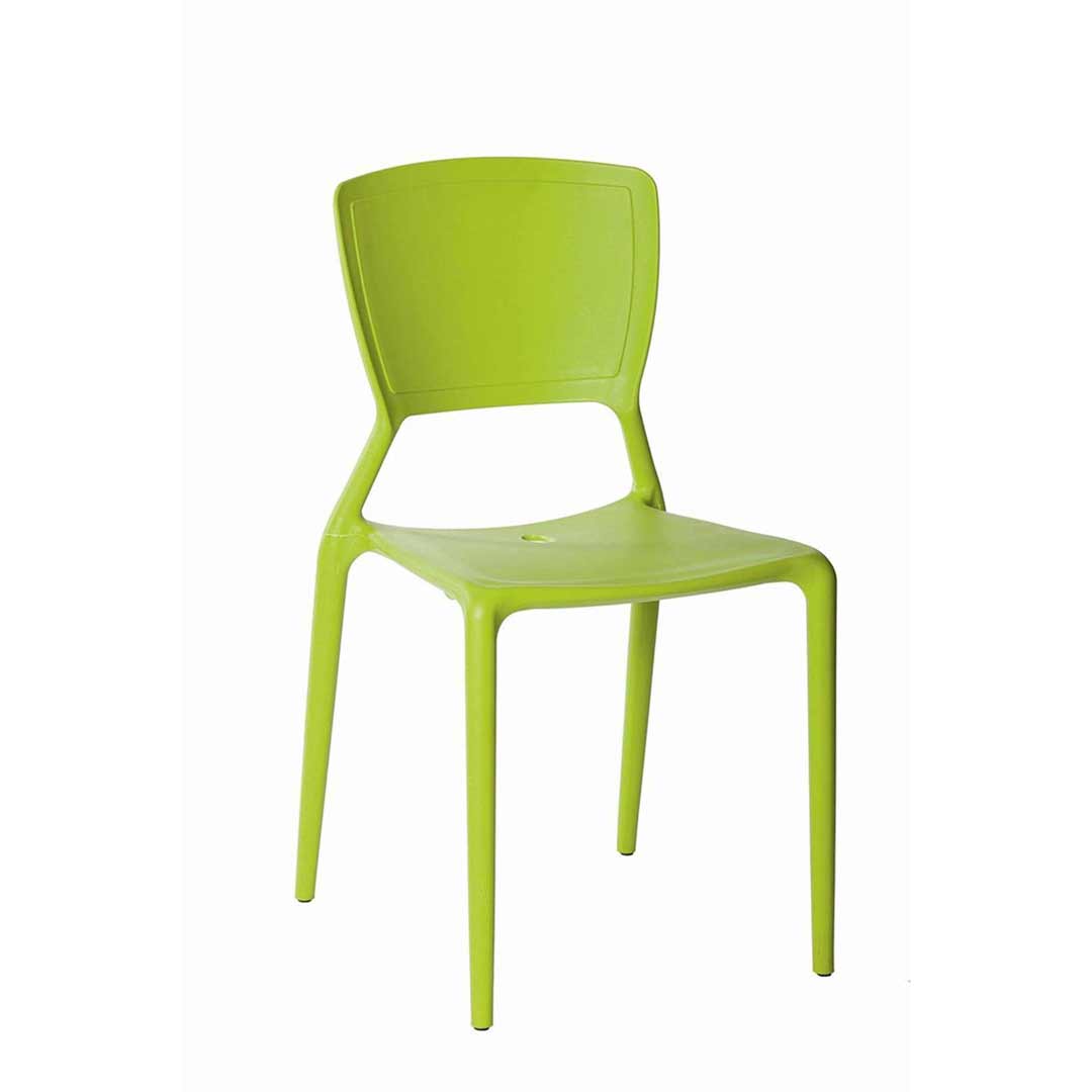 Outdoor Cafe Chair Restaurant Seating Stackable Dining Bistro Chairs Replica Dondoli and Pocci Viento Plastic Wasabi