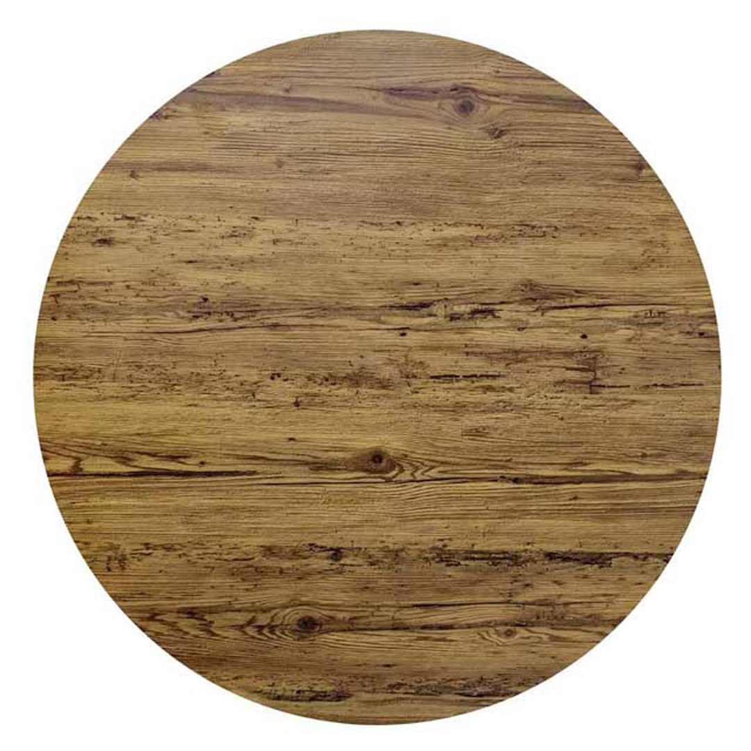 Round Table Top for Outdoor Café Restaurant Thin Profile Timber Look