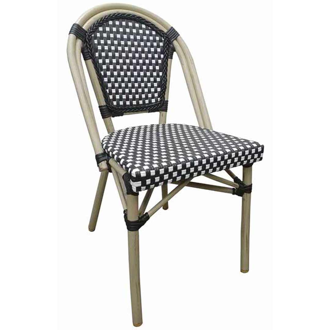 Paris Aluminium Rattan Outdoor Wicker Parisian Cafe Chair Black And White
