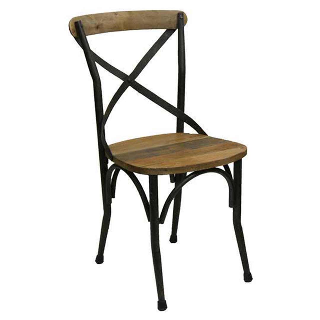 Industrial Commercial Chair Rustic Cross Back Timber and Metal