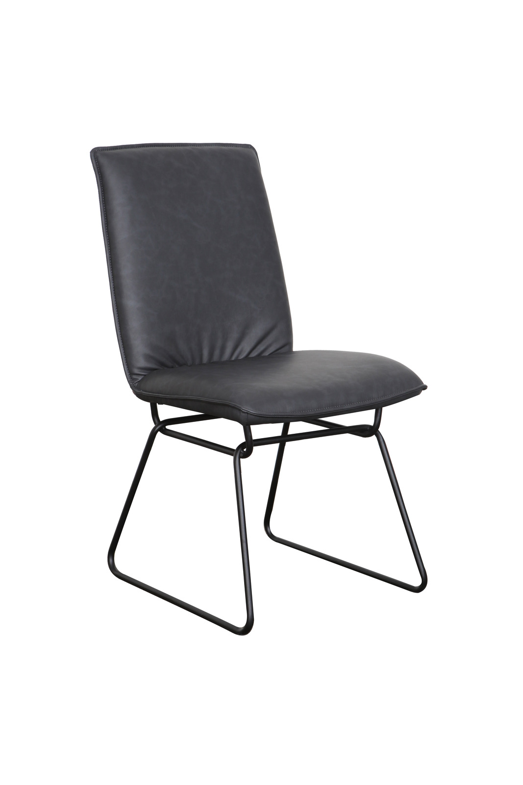 Detroit Dining Chair Black Metal Frame and Gunmetal PU Fully