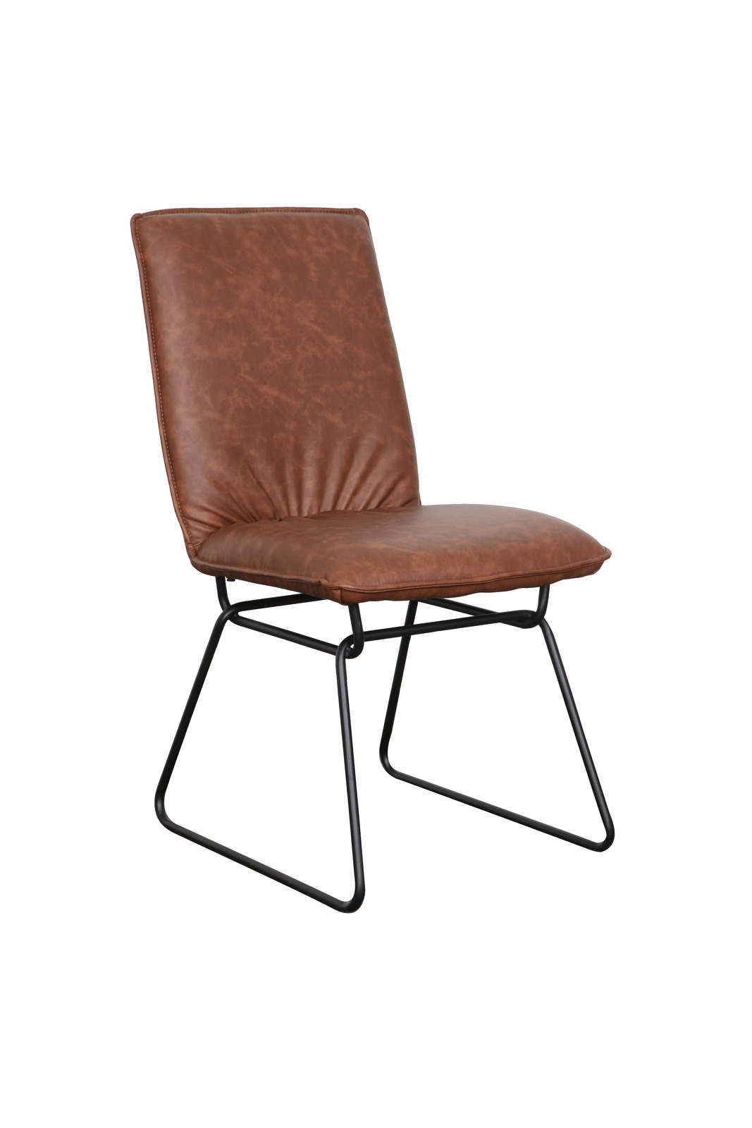 Detroit Dining Chair Black Metal Frame and Saddle PU Fully Upholstered Seat