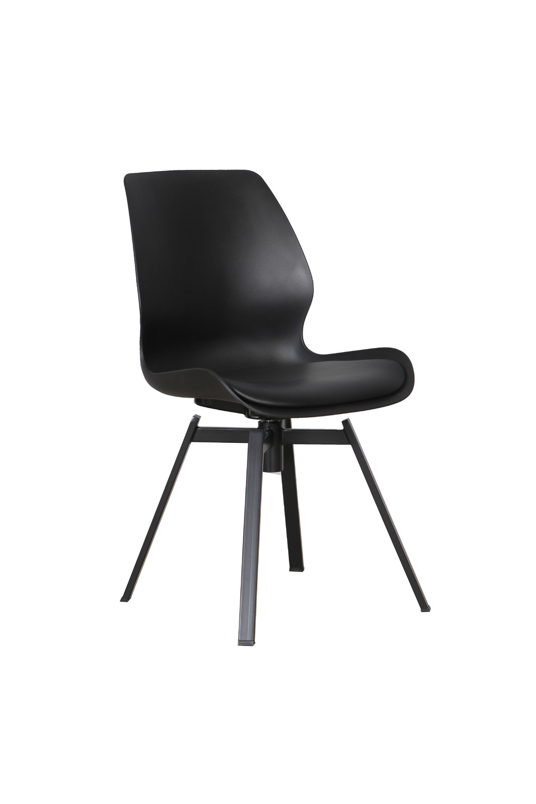 Leisure Swivel Dining Chair Black Aluminium Base PP Bucket with PU Padded Seat Black