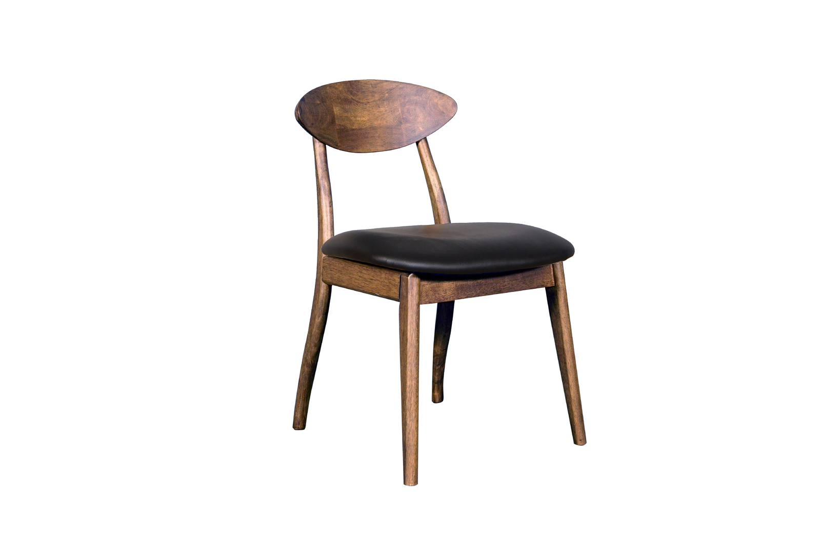 Moon Timber Dining Chair Black PU Padded Seat with Light Walnut Back and Frame