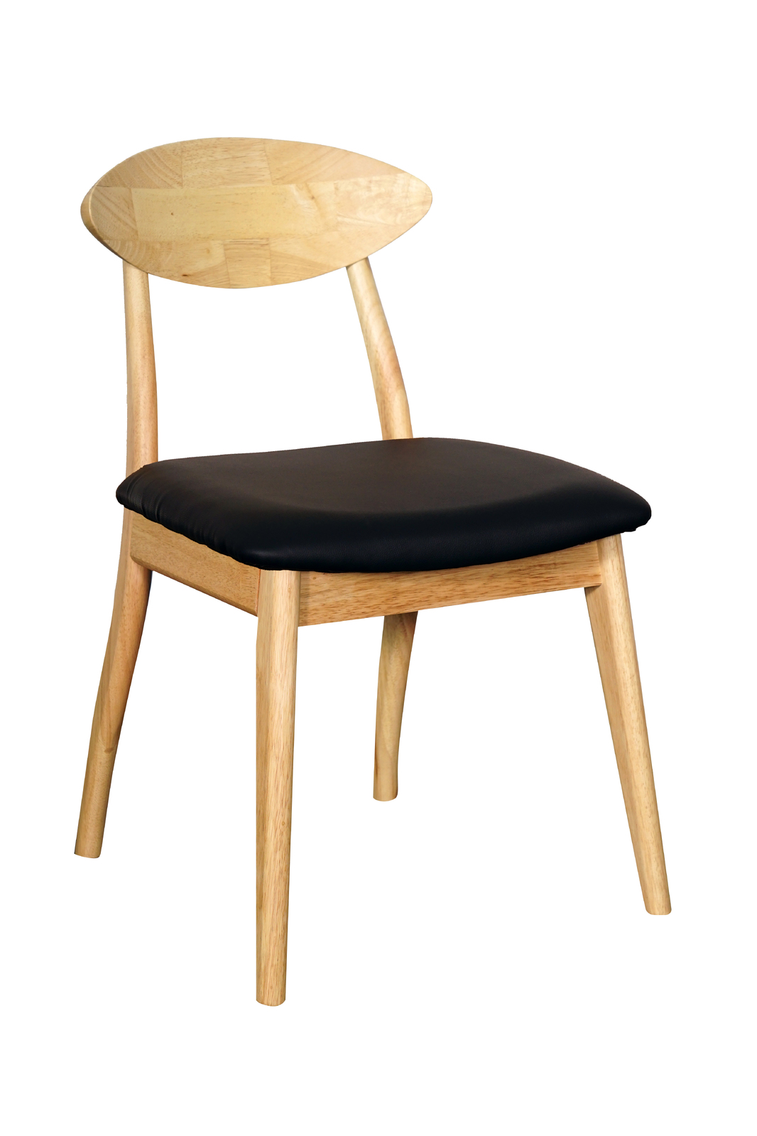 Moon Timber Dining Chair Black PU Padded Seat with Natural Back and Frame