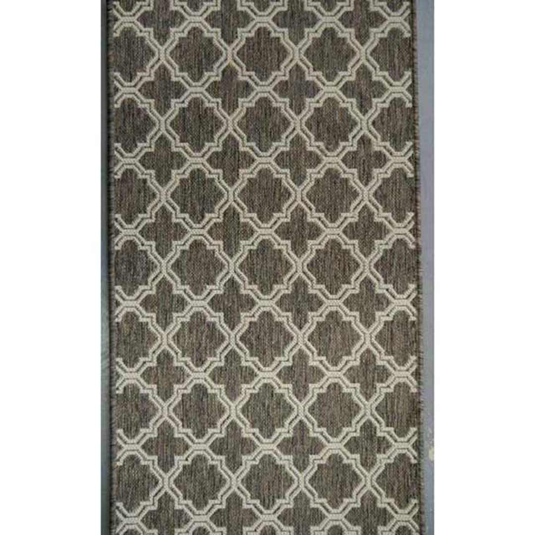 Hall Runner Carpet Rug 66cm wide Rubber Backed Seaspray Moroccan Brown Silver 
