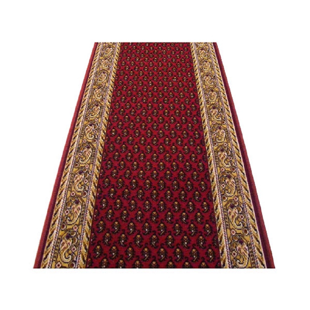 Inca Red Hallway Runner Rubber Back 67cm wide Hall Carpet 
