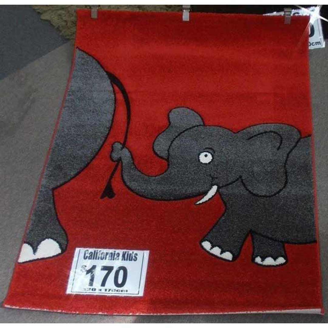 California Kids Baby Elephant Children's Rug 120cm x 170cm Red