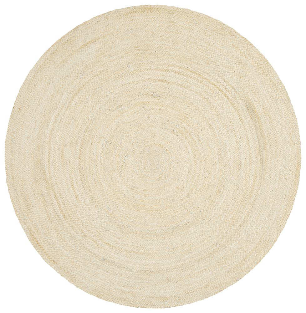 Jute Large Fibre Round Floor Rug 200cm Diameter Atrium Bleached Natural