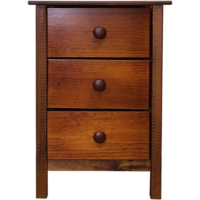 Bedside Table 3 Drawer Chest of Drawers Solid Timber 39cm x 42cm x 61cm
