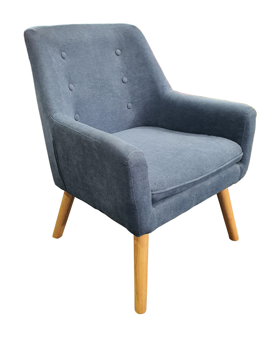 Arm Chair Padded Seat and Back Armchair Natural Timber Legs Orion Blue