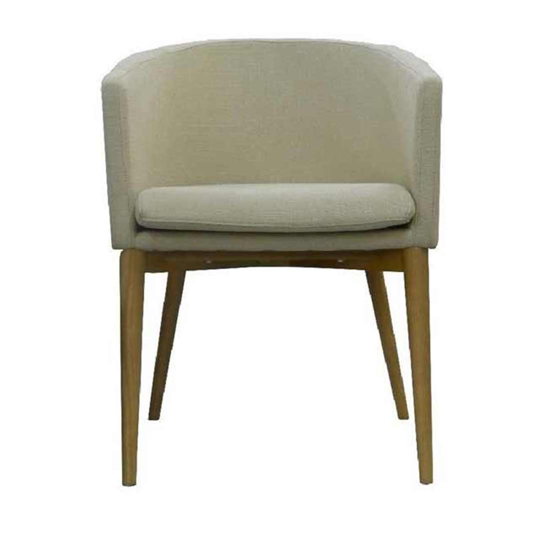 Kendall Armchair Timber Arm Chair Tub Beige Fabric
