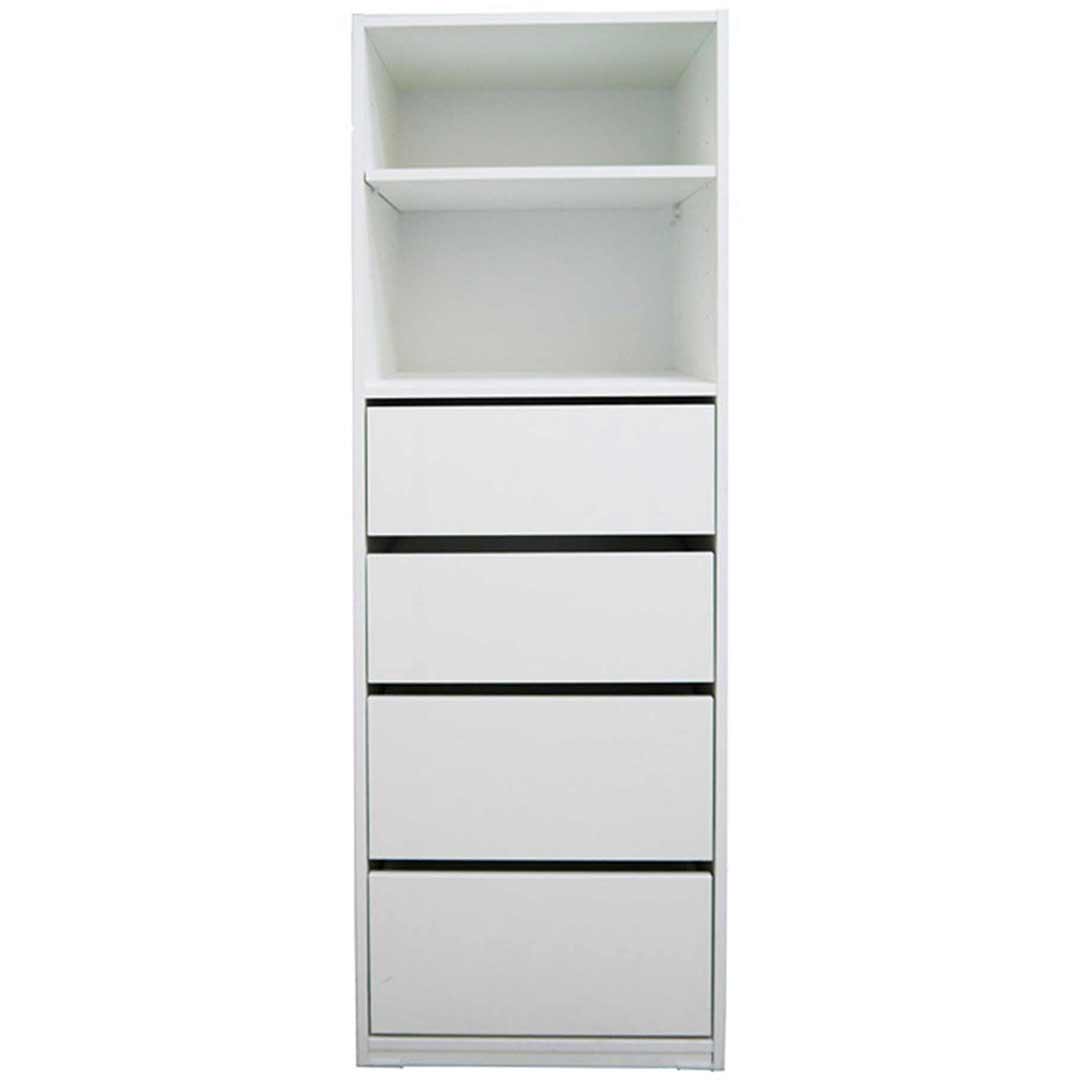 4 Drawer 2 Shelf Combo Robe Insert Storage Unit Clothes Wardrobe Chest of Drawers  No 2 505(W)mm x 1500(H)mm White RI 2