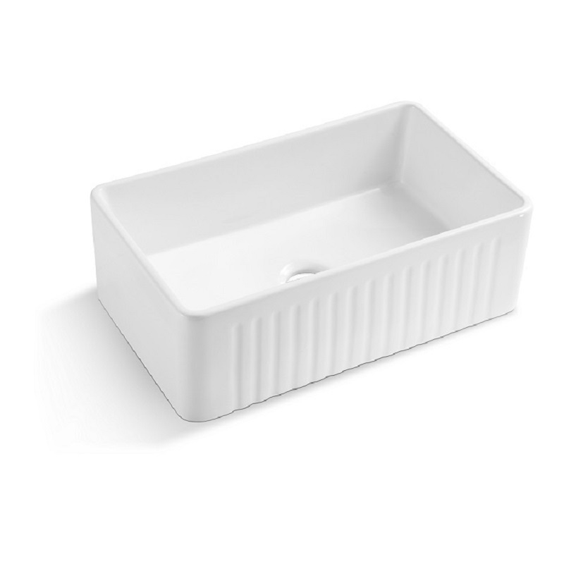 ECT Global Butlers Kitchen Laundry Sink 64 Litre 765mm Farmhouse Ceramic Single Bowl Tub BS 7645