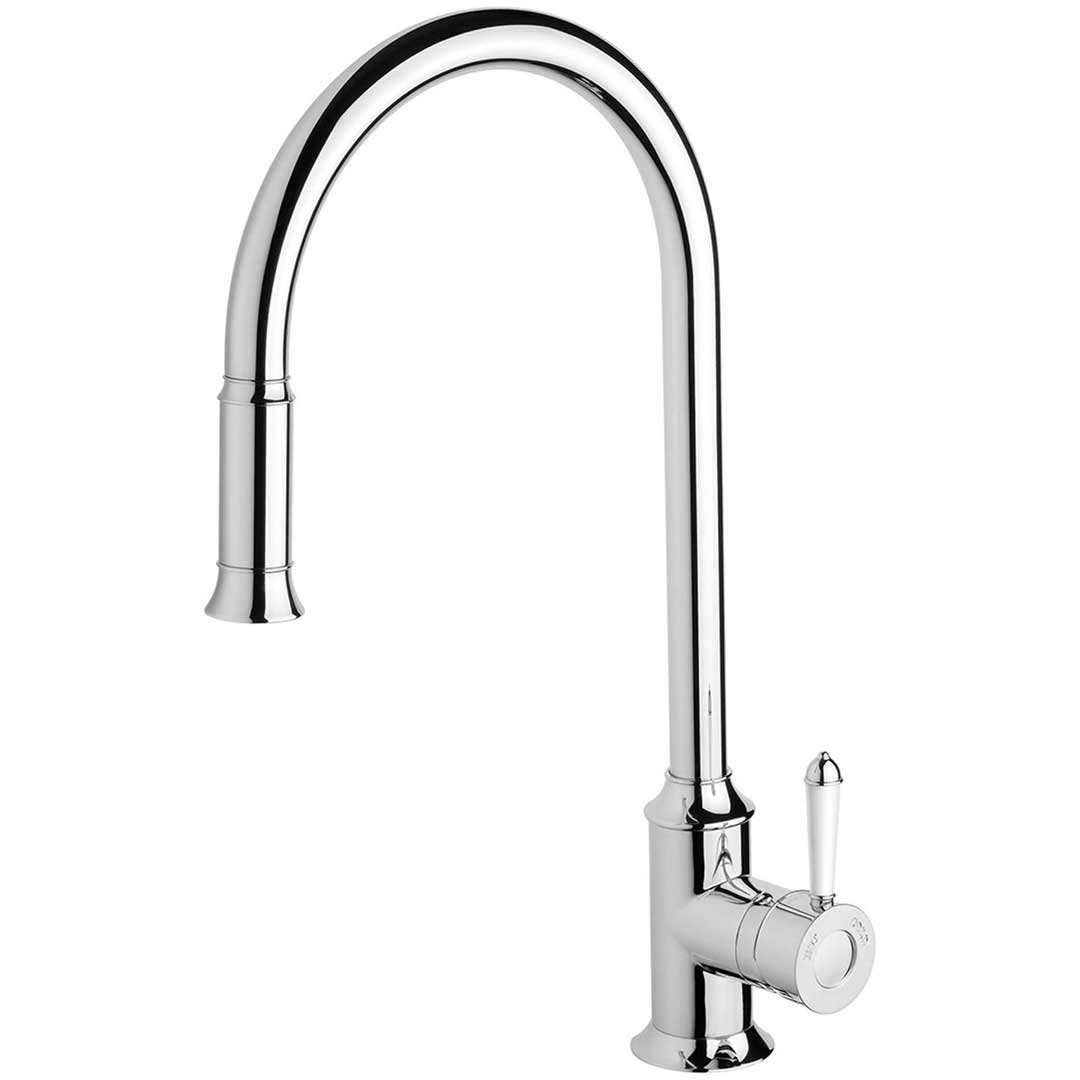 Phoenix Tapware Sink Mixer Pull Out Kitchen Tap Gooseneck Chrome White