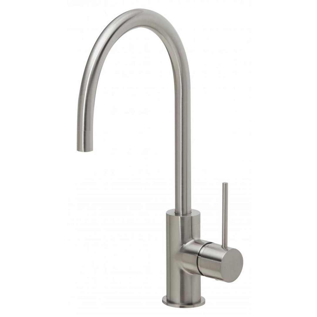 Phoenix Tapware Kitchen Sink Mixer 220mm Gooseneck Faucet Brushed Nickel Vivid Slimline VS733 BN