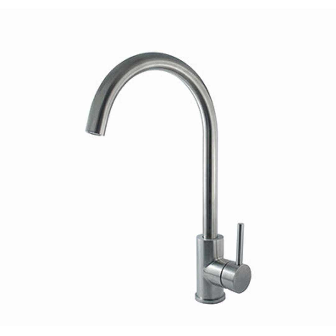 Linkware Gooseneck Sink Mixer Stainless Steel Faucet Kitchen Tap Elle SST874B 