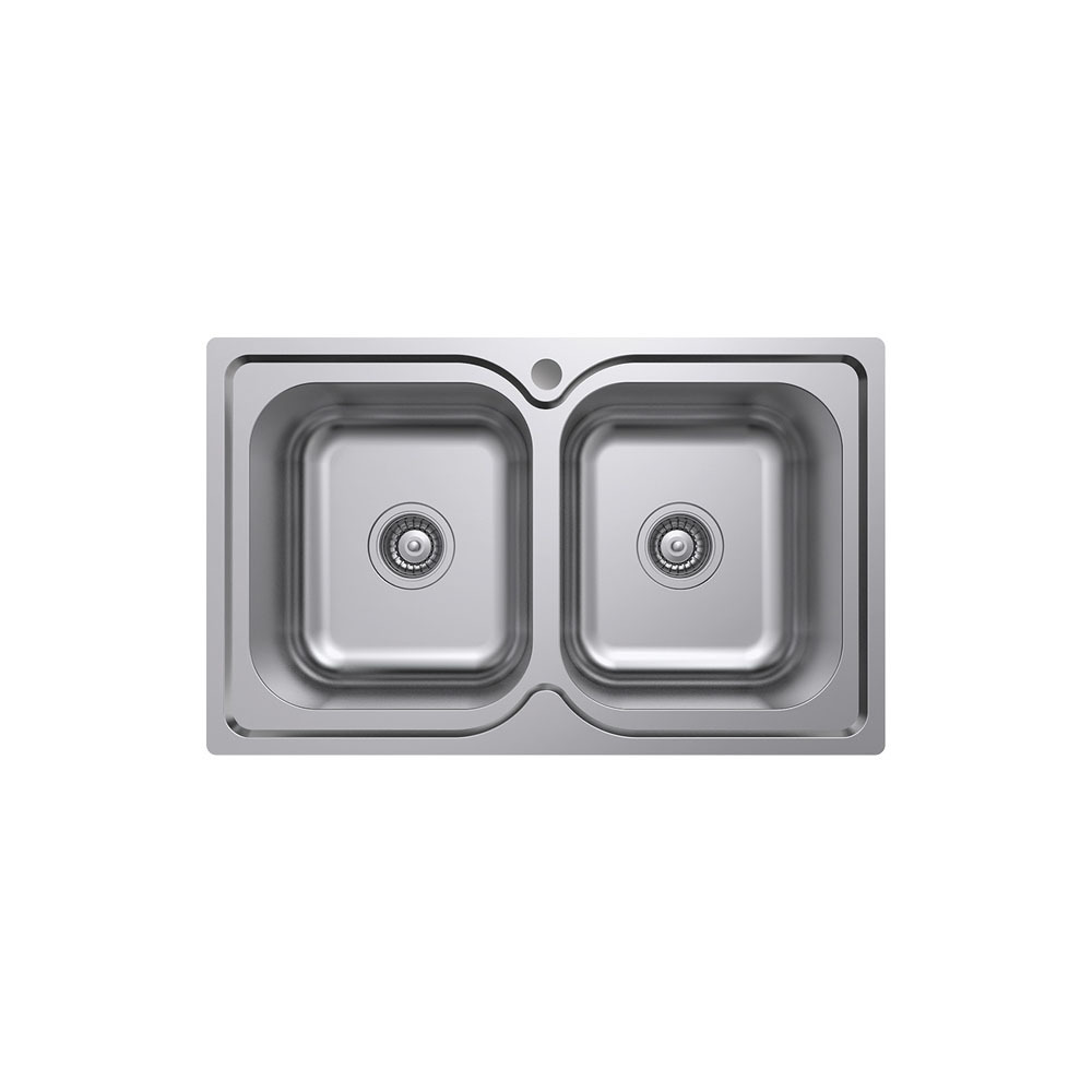 Fienza Tiva 780 Double Bowl Kitchen Sink One Tap Hole 19 Litres Stainless Steel 68108-1