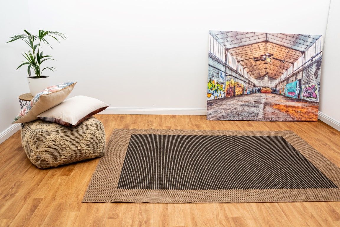 Mos Rugs Suva Rubber Backed Outdoor Floor Area Carpet 160 x 230cm Black