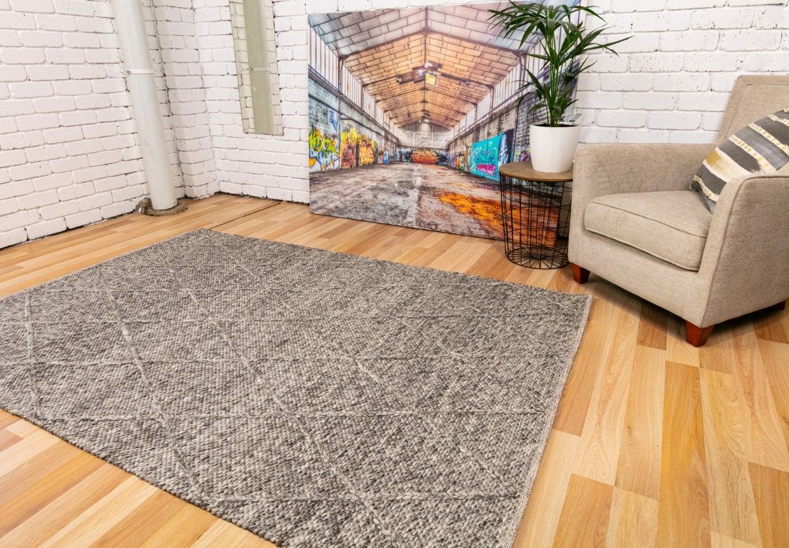 MOS Rugs Colombo Wool Floor Area Rug 200 x 290 Dark Grey CCOLOMBODKGREY