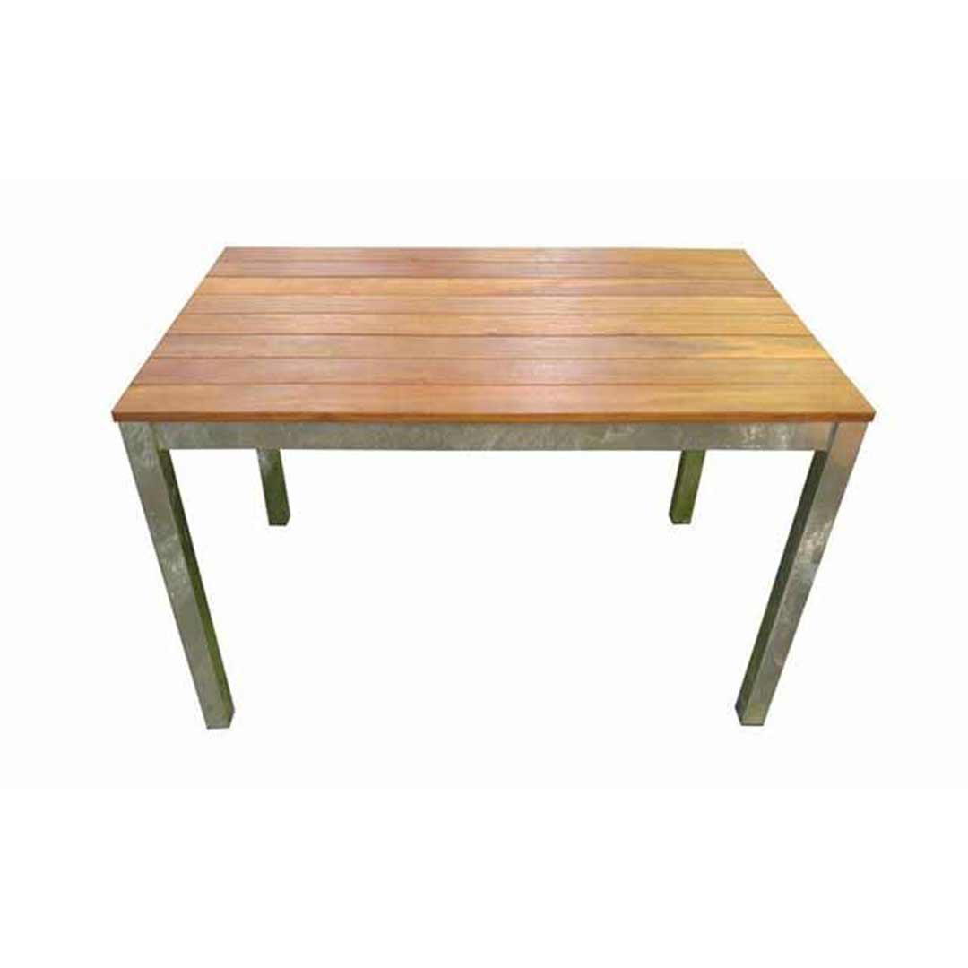 Beer Garden Timber Table Outdoor Furniture 1200mm Wide Galvanised Steel  