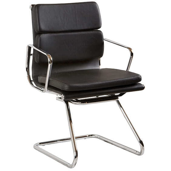 Style Ergonomics Leather Executive Boardroom Seating Visitors High Back Chair Black FLASH-VC